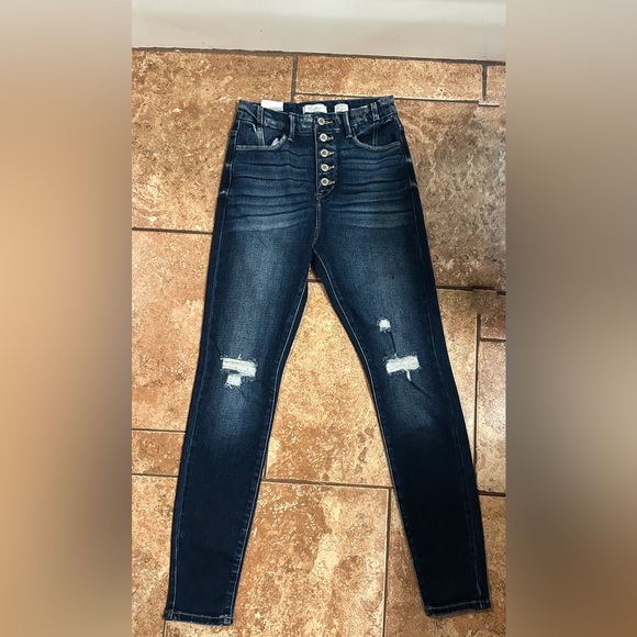 KanCan Denim - Kancan Sz 26x30 Kurvy Ultra High Rise Whiskered Distressed Skinny Jeans Stretchy
